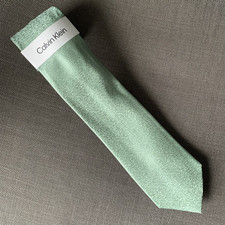Calvin Klein Men's Neck Tie Green Botanical Silk Blend MSRP 69.50