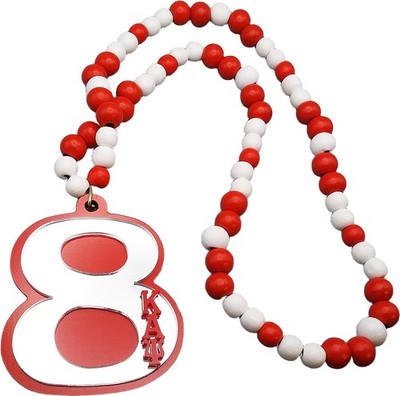 Kappa Alpha Psi Wood Color Bead Tiki Line #8 Medallion [Red/White - 4''T]