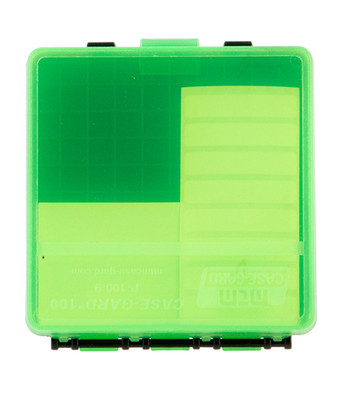 MTM Case-Gard P-100-9-16T 100Rd Flip-Top 9mm 380 ACP Ammo Box Clear Green Black