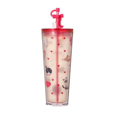 STARBUCKS バレンタイン2026  タンブラー　キャット　2点 Starbucks Japan Valentine 2026 Cat Cold Cup Tumbler 710ml Straw