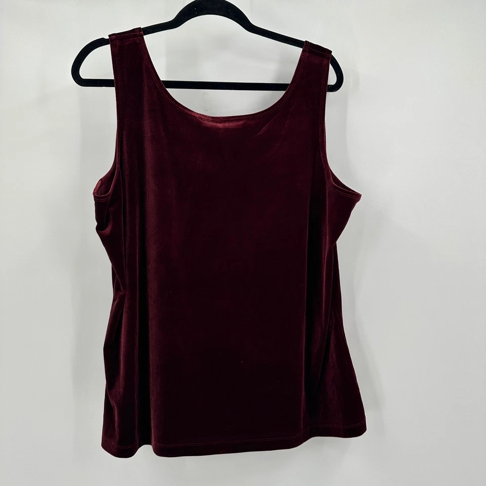 Susan Graver Womens Velvet Tank Top 2X Burgundy Luxe Holiday Old Money Evening - Image 2 of 4