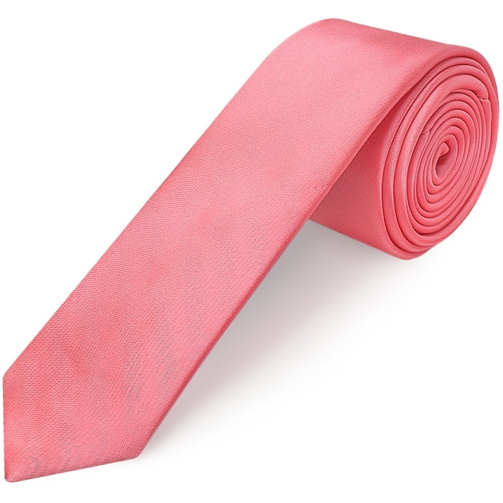 Plain Light Coral Pink Skinny Boys Tie Kids Wedding Christening Prom Slim Tie