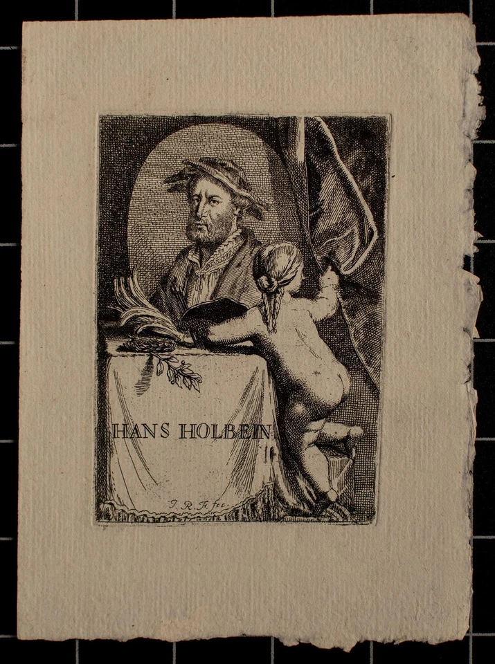 Johann Rudolf Füssli Hans Holbein Künstler Maler Porträt Kupferstich 18 Jhd - Bild 2 von 2