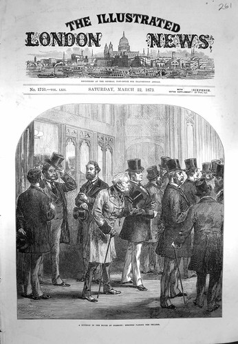 Original Old Antique Print 1873 House Commons Members Tellers Men Parliament