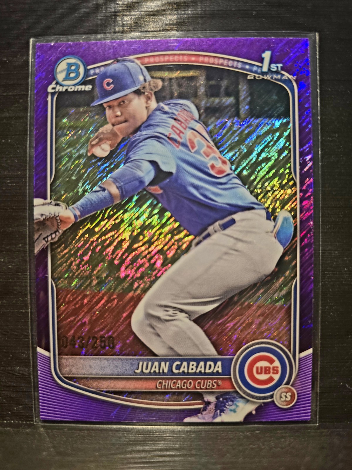 JUAN CABADA 2025 BOWMAN CHROME 1ST PURPLE SHIMMER CUBS /250
