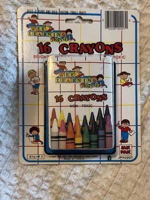 Vintage New In Package Wee Learning Toys 16 Crayons 1988 Coloring Non Toxic