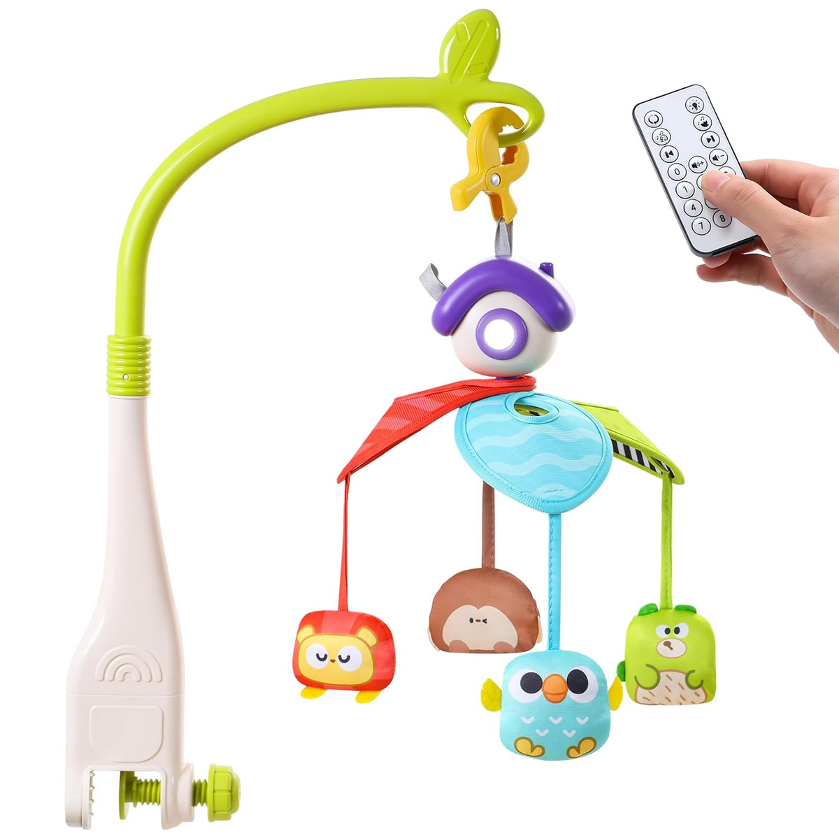 Caja De Música Portátil Para Cuna Con 3 Modos Y 24 Canciones – Mecanismo Giratorio De 360º Con Gancho Universal Y Volumen Ajustable – Ideal Para Bebés, Regalo De Nacimiento Con Sonidos Relajantes