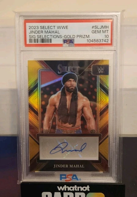 Jinder Mahal 2023 Panini Select WWE Autograph Auto Gold Prizm /10 PSA 10 SP Card