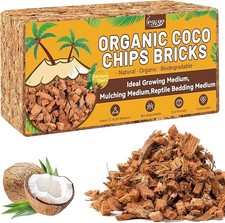 Coco Coir Chips Brick 1.1LB Organic Coconut Husk Potting Mix Substrate