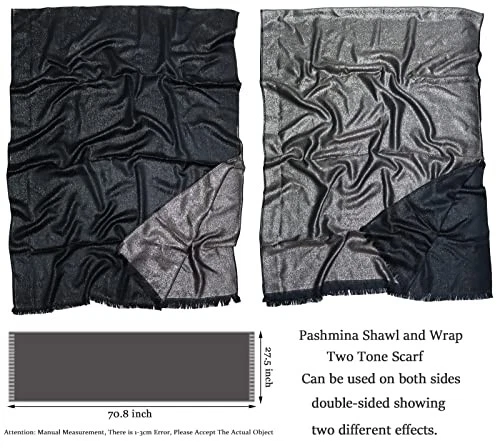  Chales y envolturas de pashmina metálicas brillantes para mujer largas de fiesta negras/plateadas Foto 4 de 4