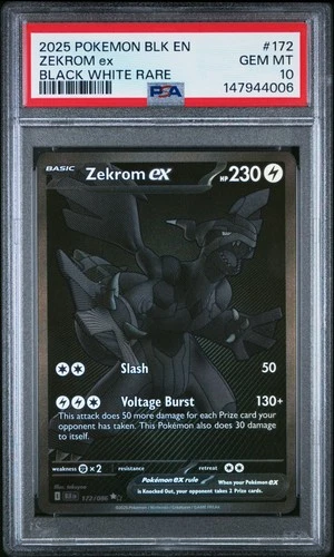 Zekrom EX 172/086 Black White Rare Black Bolt Pokemon English PSA 10 GEM