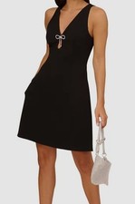 Adrianna by Adrianna Papell Women's Black Embellished Keyhole Dress Size 6