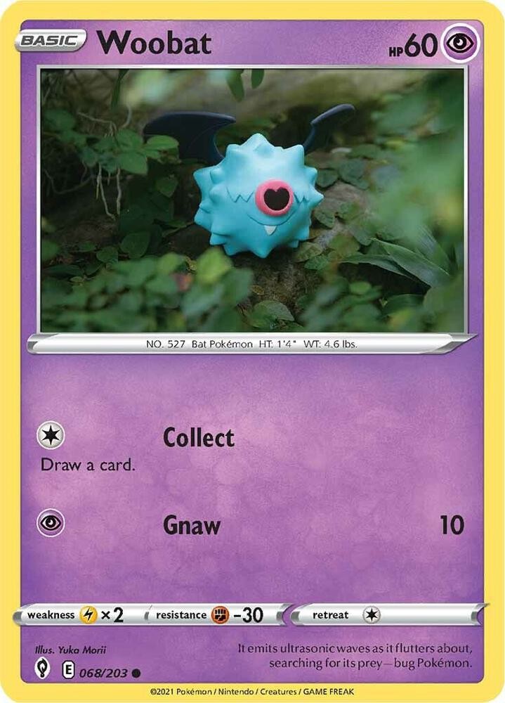 Woobat #068/203 Swsh07 Evolving Skies Common Pokemon TCG NM