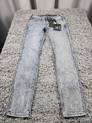 True Religion Halle Jeans W24 XS Neu mit Etikett Acid Wash Damen Low Waist Jeans