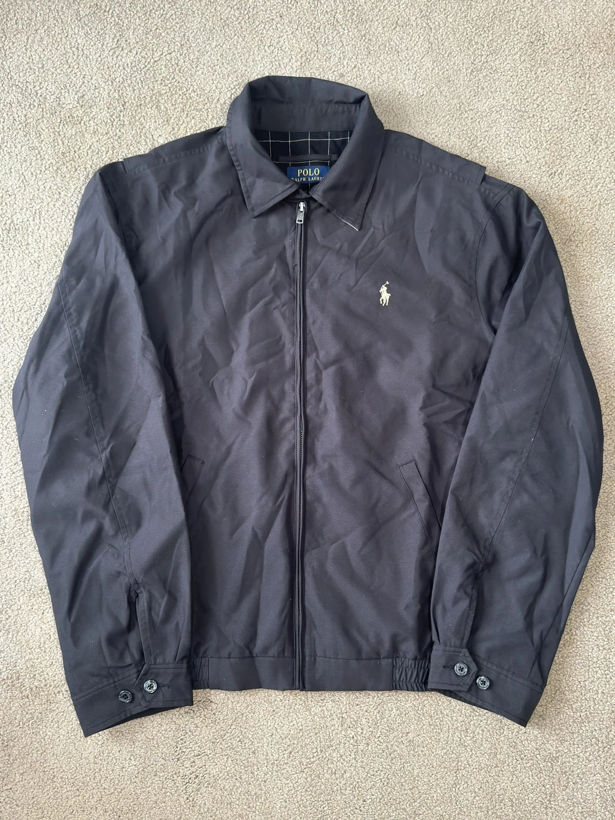 Polo Ralph Lauren Harrington Jacket Men’s Medium Plaid Lined Full Zip