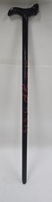 Vintage Oriental Black Lacquered Wood W/Flames Dragon Walking Stick Cane