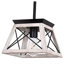  Rustic Farmhouse Pendant Light, Industrial Mini Metal Ceiling Light White