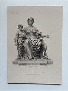 Antique Engraving Cornelia Roman matron and mother of the Gracchi And Children