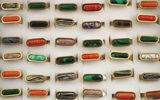 Wholesale Lots 32pcs Stainless Steel Lady's Fashion Natural Stone Charm Rings