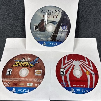 Lot of 3 PlayStation 4 DISC ONLY Games - Assassin s Creed, Naruto, & Spider-Man