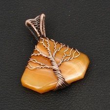 Tree Of Life Solar Agate Gemstone Copper Wire Pendant Jewelry Gift 1.8