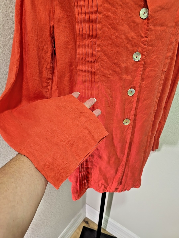 Austin Reed Linen Longline Tunic Top Red Orange Relaxed Fit Womens Sz ...
