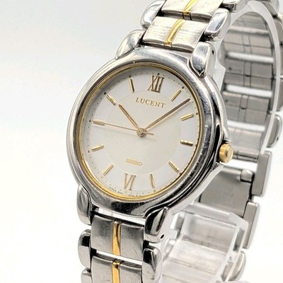 Vintage Seiko Lucent 8N21-6000 Uhr Bicolor Gold Silber Quarz JDM funktioniert