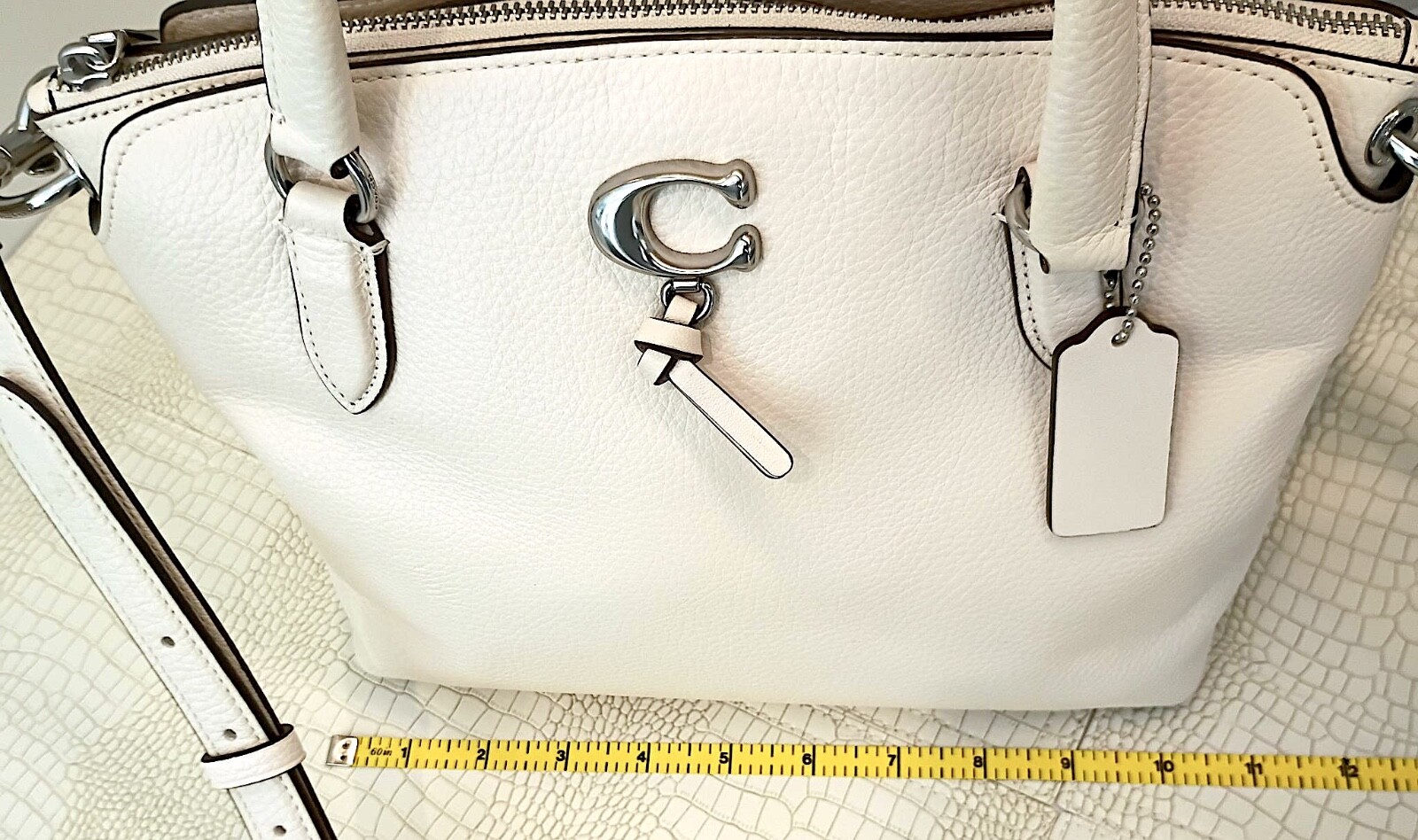 Coach 1317 Remi Crossbody Satchel CHALK/CREAM Pebbled Leather Silver Large image 6