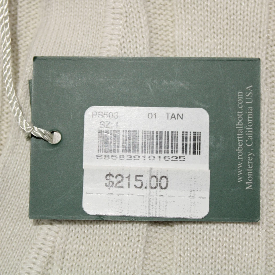 Robert Talbott Nuevo con Etiquetas Cárdigan Suéter Chaleco Talla L En Beige Algodón/Lino Foto 2 de 4