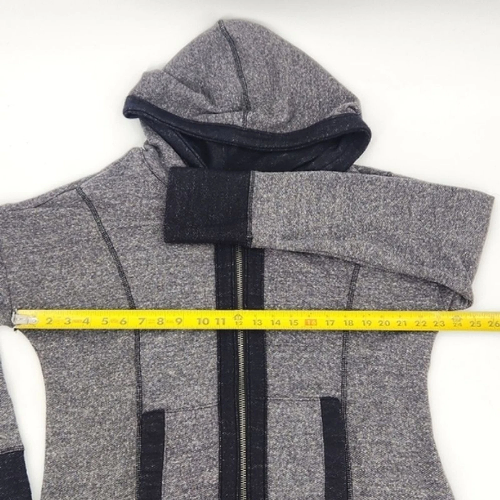 VETEMENTS Venus Felpa con Cappuccio Giacca Donna Taglia XL Grigio Nero Tunica Lunghezza Zip Activewear