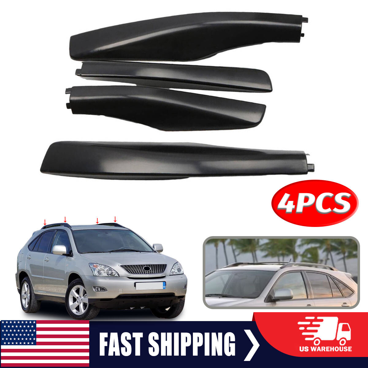 Roof Rack Rail End Cover Replace For Lexus RX350 RX300 RX330