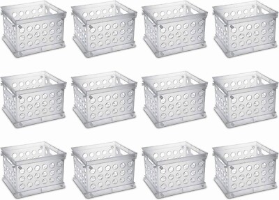 Sterilite Mini Crate Stackable Storage Bin W/ Handles Organizer Case of 12 #1695