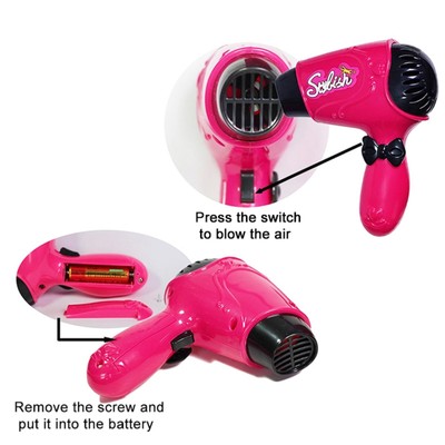 Coolstuffx Pretend Hairdressing Set, With Functioning Pretend Hair Dryer Hairdressers Cape And Tools Packpouch All In A Portable Carry Case No~p73124154