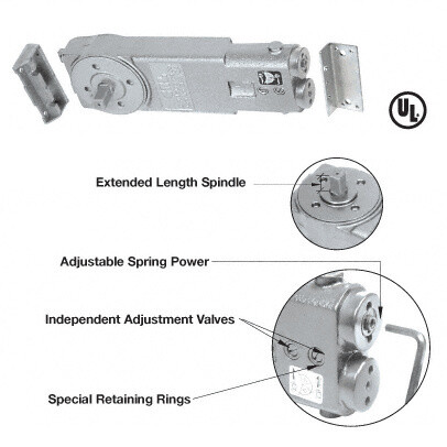 Adjustable Spring Power 105 Degree No Hold Open 3/4" Long Spindle Overhead Conc - Picture 1 of 5