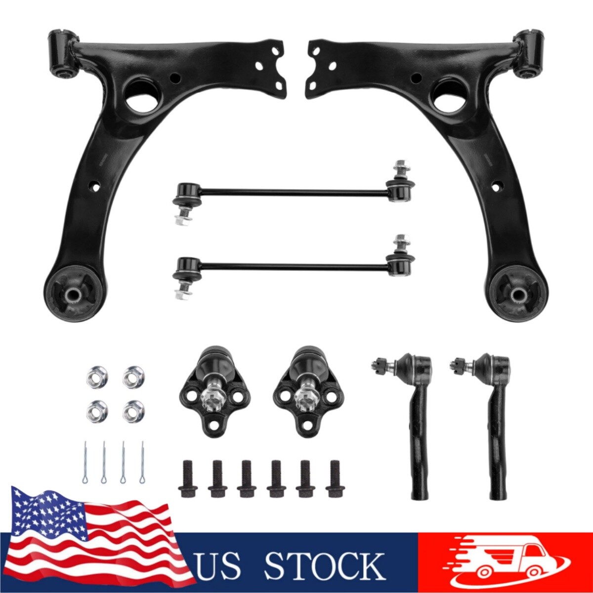 For 2003-2008 Toyota Corolla Front Lower Control Arm Ball Joint Tie Rod Sway Bar