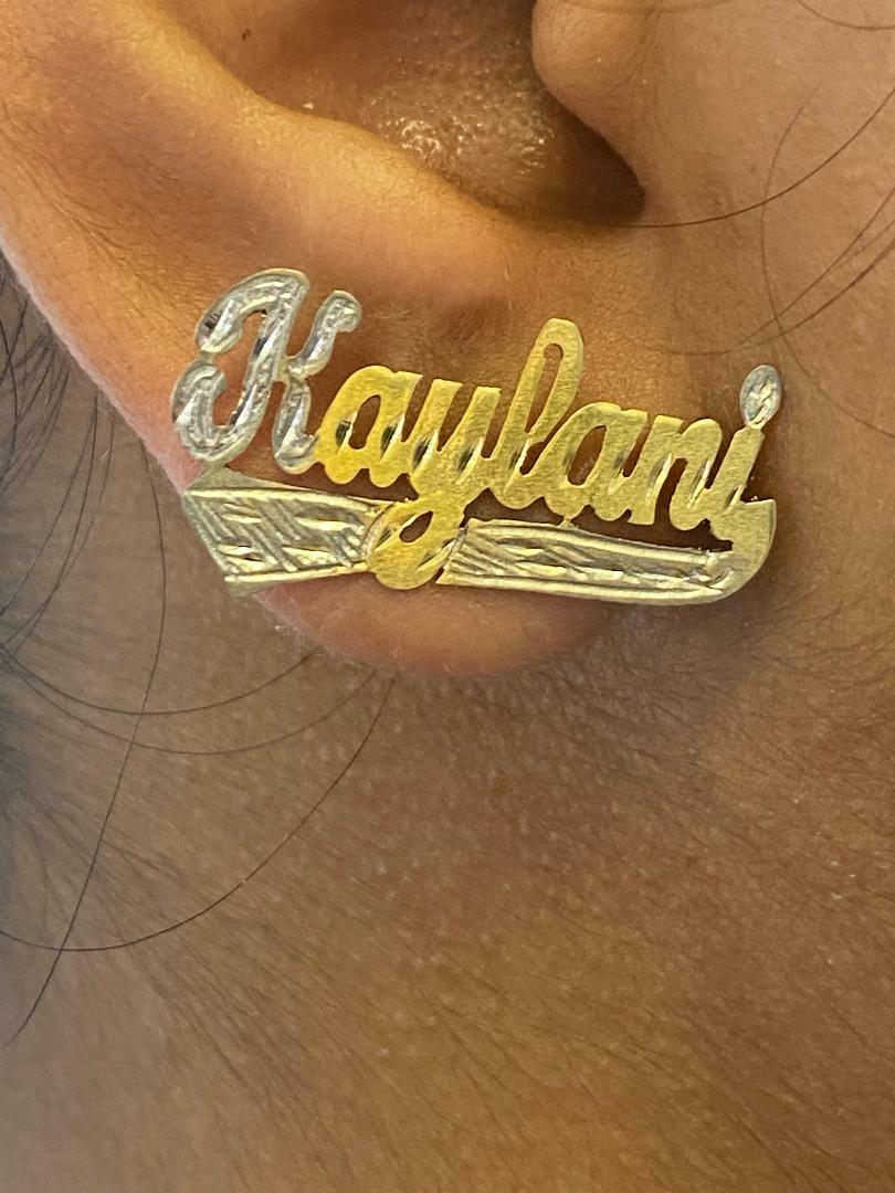 14k Gold Overlay Personalized Stud Name Earrings a pair /sp