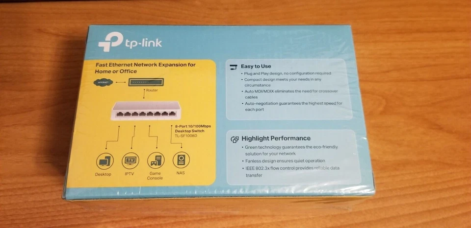 Genuine Brand New 8 Port 10/100 Mbit TP-LINK Network Switch (TL-SF1008D) - Image 3 of 4