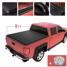 Long Truck Bed Roll Up Tonneau Cover 8FT Fits Chevy GMC 3500 1500 2500 2014-2018