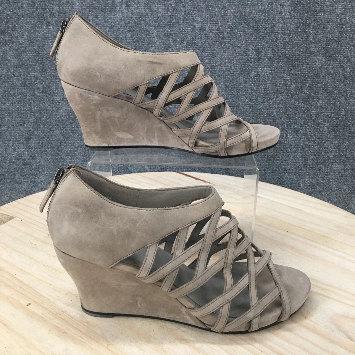 Eileen Fisher Sandals Womens 9 Cage Lattice Wedge Heels Ankle
