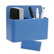 Magnetic Dry Erase Marker Holder Locker Organizer, Pencil Storage Cup with Blue