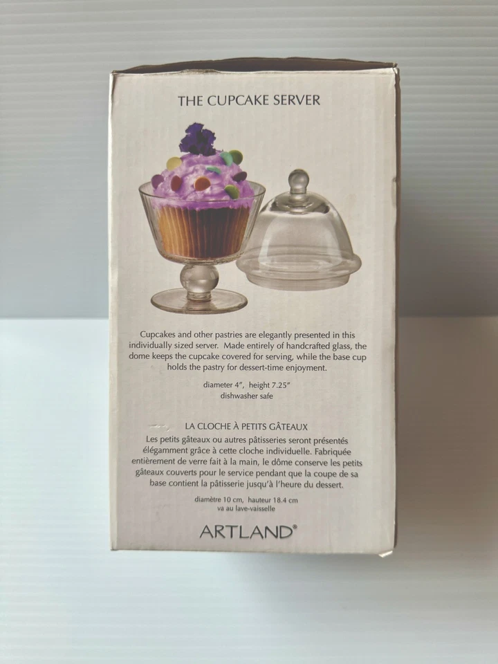 Servidor de cupcakes individual Artland vidrio artesanal 2 piezas tapa de cúpula con patas * Foto 3 de 4