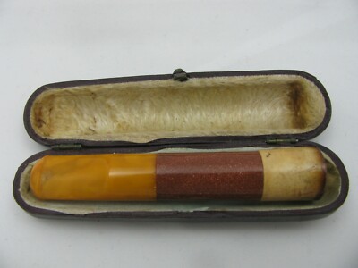 antique amber cigarette holder Victorian Cheroot Birmingham 1896 Sterling Silver H&J Bone Cased Cigar Holder Antique Amber Sterling Silver Cheroot