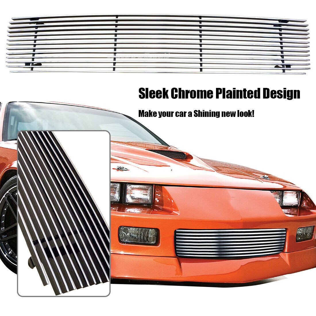 Fits 1988-1992 Chevy Camaro 88-92 Billet Grille Chrome Lower Bumper Grill Insert