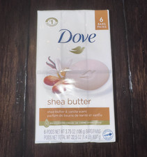 6 Pack Dove Shea Butter Beauty Cream Moisturizing Bar Soap with Vanilla 3.75oz