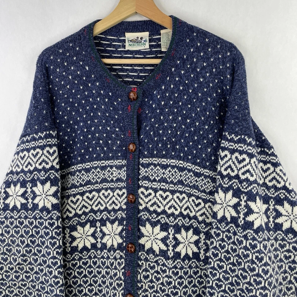 VTG 90s Northern Reflections Fair Isles Nordic Icelandic Ski Winter cardigan XL - Image 2 of 4