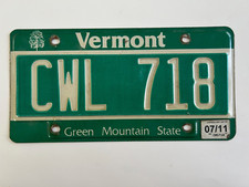 2011 Vermont License Plate All Original