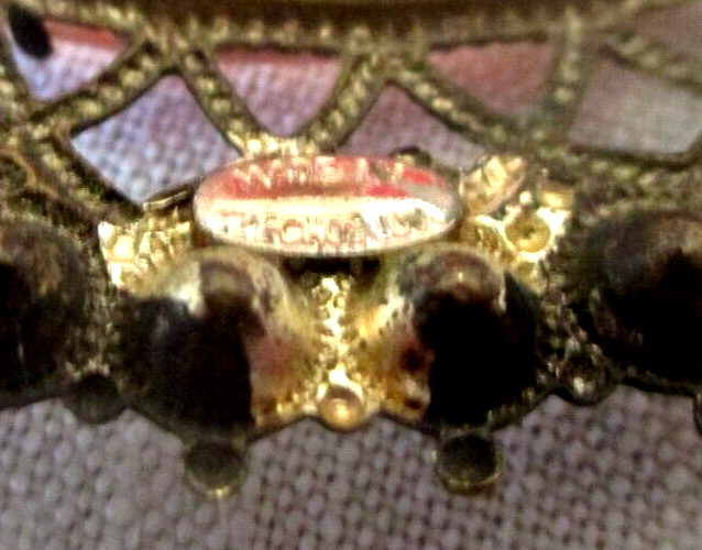 Broche Vintage 1925 En Cristaux Multicolores - Grande Taille, Estampillée, Bijou Ancien Parfait état