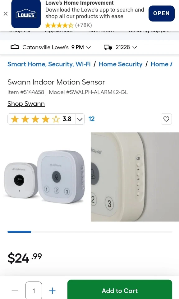 Swann Alpha Series Wireless Motion Kit Sensor Unit & Chime Indoor Outdoor Set 4 - Image 2 of 4