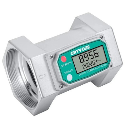 3 Inch Digital Flow Meter, 21-264 GPM Inline NPT Thread Turbine Flowmete...