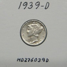 1939-d Mercury Dime 90 Silver Coin 1939-d Mercury Dime 90 Silver Coin